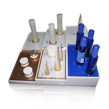 Base de exibição de bancada acrílica brilhante para testar cosméticos, caixa de exibição organizadora